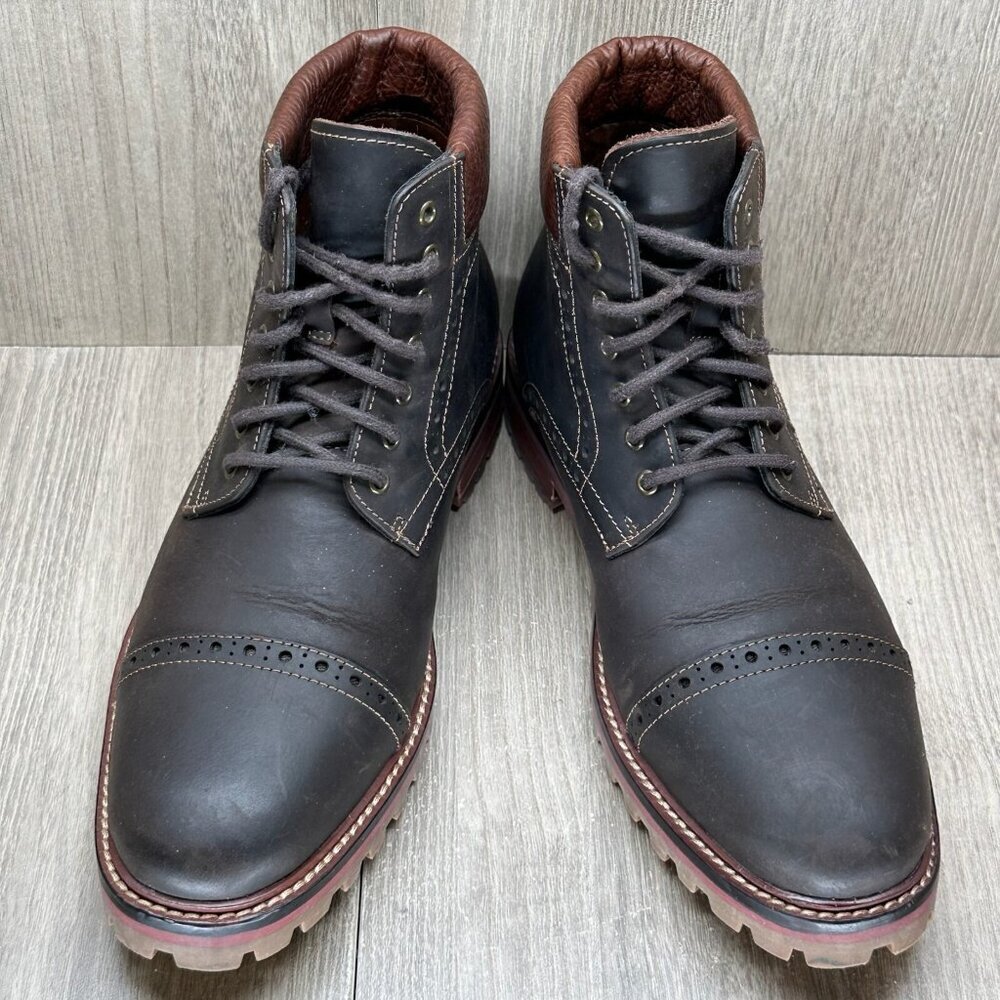 Warfield & Grand Boots Mens Sz 8 Presidio Leather Lace Up Cap Toe Ankle Brown - Picture 5 of 13